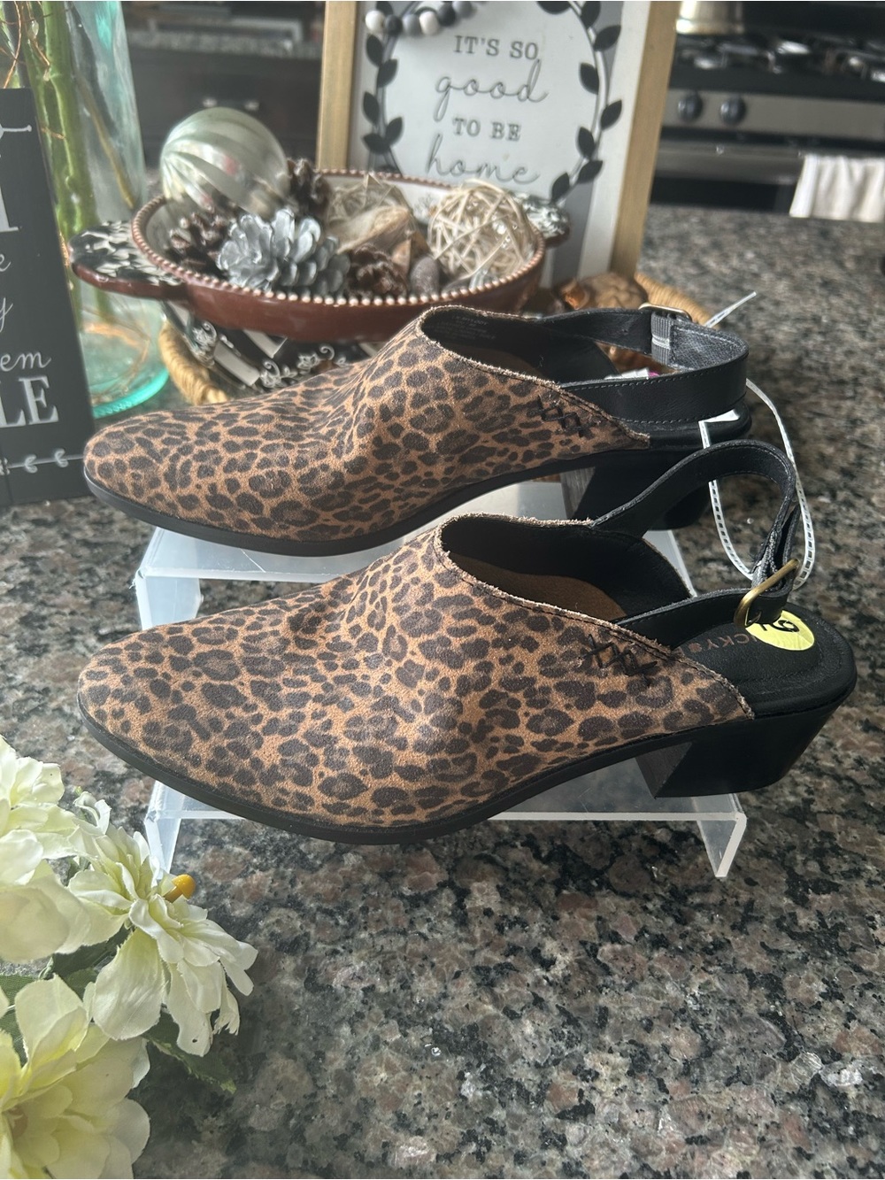 ✨NEW Lucky Brand Leopard Print Slingback Mules in Brown block heel